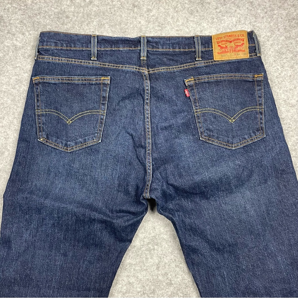 Levis 505 Jeans Mens‎ 38x30 Blue Whiskered Classic Straight Leg Denim 5 Pocket - Picture 9 of 11